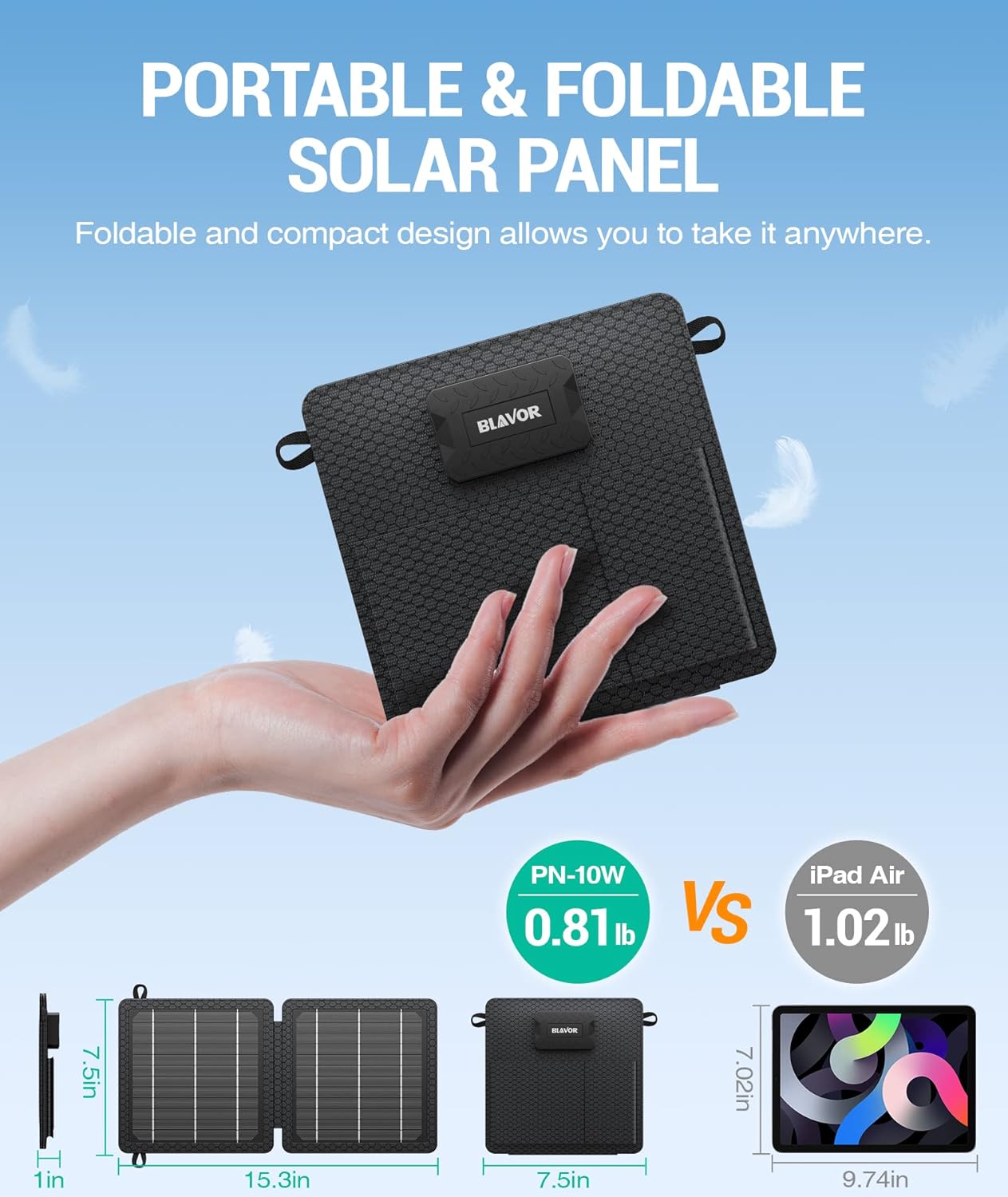 Portable, Foldable, Solar Charger (10W, 5V)
